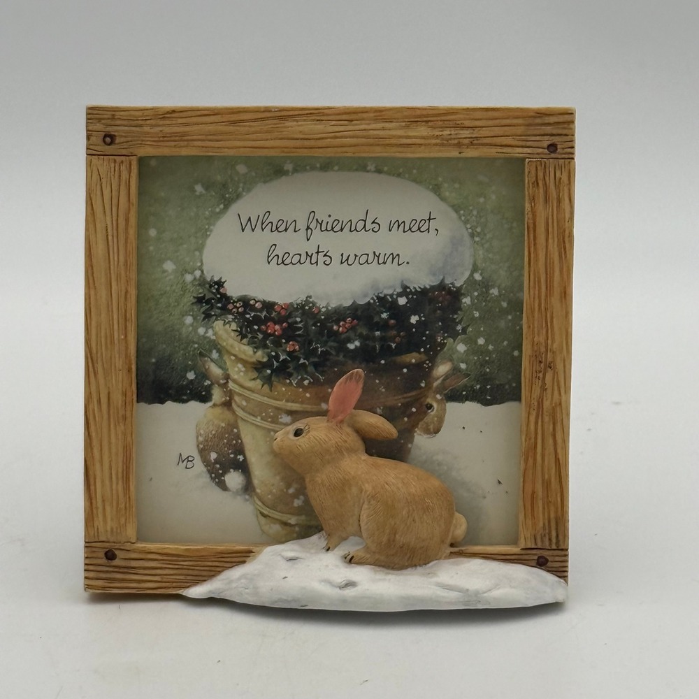 Marjolein Bastin Nature Sketchbook 3D Bunny Winter Resin Frame 4x4 Friends Quote